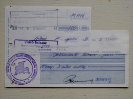 Sale! Bank Cheque Check From USSR Lithuania  3 Scans - Lithuania