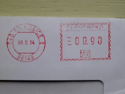 Cover Sent From Slovakia To Lithuania On 2014 Red Atm Machine Cancel 2 Scans - Covers & Documents