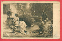 152479 / Austria Italy Art Hans ( Ronsard ) Zatzka - DER BESUCH , VISIT MAN WOMAN BIRD DOVE , BOOK - 3108 W.R.B.&Co - Zatzka