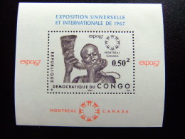 REPUBLIQUE DEMOCRATIQUE DU CONGO 1967 Yvert Nº BLOC 22 ** MNH - Ongebruikt