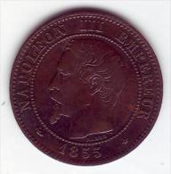 Napoléon III Tête Nue. 2 Centimes 1855 BB. Tête De Levrette - - 2 Centimes