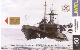 Nº 256 TARJETA DE URUGUAY DE UN BARCO (BUQUE ANTARTICO) SHIP - Uruguay