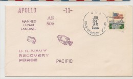 SPACE - US 1969 COVER - APOLLO 11 - MANNED LUNAR LANDING - U.S. NAVY RECOVERY FORCE At PACIFIC OCEAN - Etats-Unis