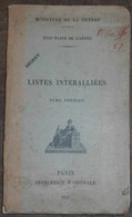 Listes Interalliées - Tome Premier - Oorlog 1914-18