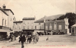 SAINT-PERAY PLACE DU MARCHE ATTELAGE PORTANT DES TONNEAUX 1907 - Saint Péray