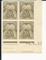 Timbres Taxes : Coin Daté  / Gerbes De Blé Couleur Olive Olive     5/6/1947 - Portomarken