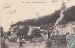 LIMAY  Ermitage De Saint-Sauveur. Maison Dans Le Rocher. Animation Femme Agee Avec Sa Coiffe Et Enfants. - Limay