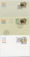 SWEDEN 1971-73 Traditional Costumes  Postal Stationery Set Of 3,  Cancelled..   Michel F2, F3, P92 - Ganzsachen