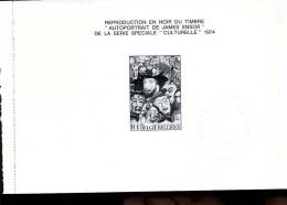 James Ensor  Portrait Aux Masques  1711  Impression En Noir  Avec Cachet à Sec De La Poste - Feuillets N&B Offerts Par La Poste [ZN & GC]