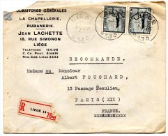 Lettre Recommandée De Liège (03.03.1946) Pour Paris - Covers & Documents