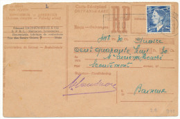 1953 Ontvangkaart Met PZ 911 Stempel Mons !!plooi!! Zie Scan(s) - Covers & Documents