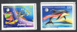 Nelle-CALEDONIE : Noël Et Nouvel An : Dauphins Tirant Le Père Noël, Dauphins Et Ruban "Meilleurs Voeux" - Ungebraucht