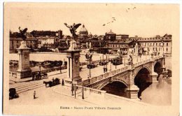 ROMA 1916 - NUOVO PONTE VITTORIO EMANUELE - ANIMATA - CARROZZE - TRAM - FORMATO PICCOLO - C462 - Ponts