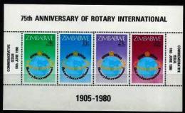 ZIMBABWE, 1980, Mint Never Hinged Stamp(s) Block Nr. 5, Rotary International, MI Nr(s). 242-245, #5265 - Zimbabwe (1980-...)