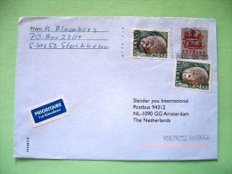 Sweden 2001 Cover Sent To Holland - Hedgehog - Boat Ships - Lettres & Documents