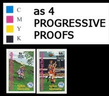 ANTIGUA & BARBUDA 1984 Ausipex Skiing Football (rugby) PROGRESSIVE PROOFS:2x5 Items [épreuve Prueba Druckprobe Prova] - Rugby