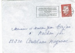 Lettre De Monaco Marque  Postale  Année Internationale 1981 Sur Timbre 1.40 - Lettres & Documents