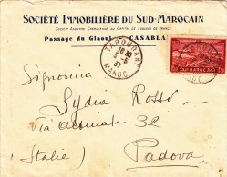 Sociètè Immobilière Du Sud Marocain, Cover Taroudant To Padova Italia 1937 - Aéreo