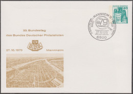 Allemagne 1979. Privatganzsache, Entier Postal Timbré Sur Commande. Deutscher Philatelisten, Vue Aérienne De Mannheim - Privé Briefomslagen - Gebruikt