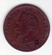 Napoléon III Tête Laurée. 2 Centimes 1861 A - - 2 Centimes