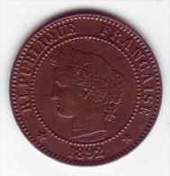 Cérès. 2 Centimes 1892 A . - 2 Centimes