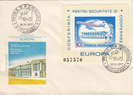 2328- SECURITY AND COOPERATION IN EUROPE CONFERENCE, COVER FDC, 1977, ROMANIA - FDC