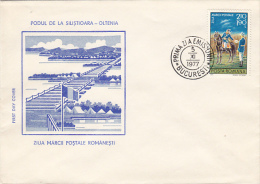 2330- ROMANIAN STAMP'S DAY, BRIDGE, COVER FDC, 1977, ROMANIA - FDC