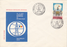 2350- WORLD OIL CONGRESS, COVER FDC, 1979, ROMANIA - Aardolie