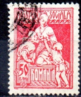 ROMANIA 1921 Social Welfare - 50b. - Red  FU - Oficiales
