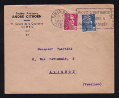 Affr. Marianne De Gandon / Tarif  8F / Facture Entete CITROEN / NIMES 13.10.1948 Pour AVIGNON - 1921-1960: Modern Period