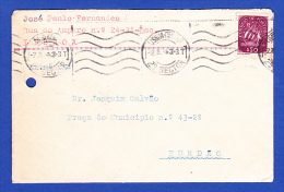 ENVELOPPE - LISBOA POUR FUNDÃO -- CACHET - LISBOA CENTRAL . 2º SECTOR , 2.8.43 - Storia Postale