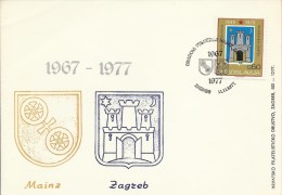 Town Friends 1967-1977,  Mainz - Zagreb, Zagreb, 1977., Yugoslavia, Cover - Lettres & Documents