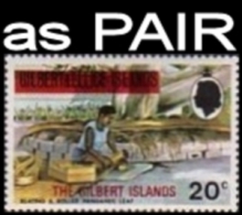 CV:€15.60 GILBERT ISLANDS 1976 Beating A Pandanus Leaf 20c Wmk:sw OVPT.PAIR    [Aufdruck,surimprimé,sobr Eimpreso] - Gilbert & Ellice Islands (...-1979)