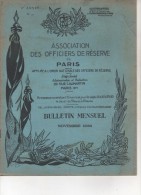 REVUE MILITAIRE - ASSOCIATION DES OFFICIERS DE RESERVE DE PARIS - 8éme Année - N° 40 - NOVEMBRE 1936 - Französisch