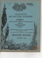 REVUE MILITAIRE - ASSOCIATION DES OFFICIERS DE RESERVE DE PARIS - 10éme Année - N° 53 - FEVRIER 1938 - French