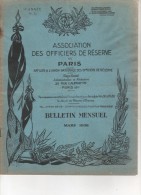 REVUE MILITAIRE - ASSOCIATION DES OFFICIERS DE RESERVE DE PARIS - 10éme Année - N° 54 - MARS 1938 - French