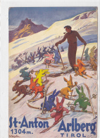 Austria - St. Anton Am Arlberg - Tirol - Gasthof Schwarzer Adler - Ski Rabbit - Illustrateur Czegka - Werbung - St. Anton Am Arlberg