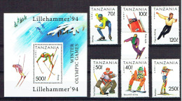 TANZANIE 1994, PATINAGE SKI HOCKEY BIATHLON BOBSLEIGH, 7 Valeurs Et 1 Bloc, Neufs / Mint. R1535 - Invierno 1994: Lillehammer