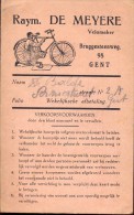 Pub.  Reclame - Aankoopkaart Fietsen - Velomaker Raym. De Meyere - Gent 1949 - Transportmiddelen