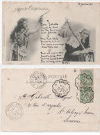 Bergeret - J' Apporte L' Espérance -  1901 - 1902 - Poeme Manuscrit - Cachet Ambulant   (72502) - Bergeret