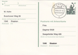 2736- STATUE, POSTCARD STATIONERY, 1991, GERMANY - Postales - Usados