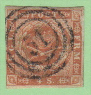 DEN SC #4  Royal Emblems  4 Margins (close @ LL)  "51" (Odense) In Concentric Circles, CV $15.00 - Gebraucht