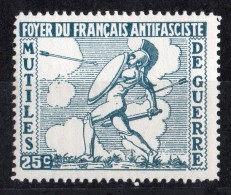 Foyer De Francais Antifasciste - Mutiles De Guerre  - 25 Cts.  Spain Civil War Espagne Guerre Civile & 30 - Viñetas De La Guerra Civil