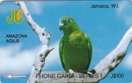 Jamaica, JAM-1E, Amazona Agilis, Parrot, 2 Scans.   1JAME  BSt - Jamaïque