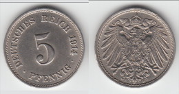 TOP QUALITY **** ALLEMAGNE - GERMANY - 5 PFENNIG 1914 F - EMPIRE **** EN ACHAT IMMEDIAT - 5 Pfennig