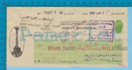 EGYPT. CHEQUE. BANK OF ALEXANDRIA. CAIRO. REVENUE OIL STAMP + ESSO  Recto/verso - Cheques & Traveler's Cheques