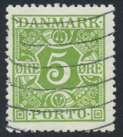 Denmark Danemark Danmark 1930: 5ø Yellow-green Porto Postage Due, F-VF Used (DCDK00078) - Postage Due