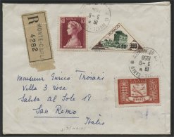MONACO, 50F PROVISIONAL TRIANGLE MALL COACH + ON R-COVER 1958 50F On 100F - Lettres & Documents