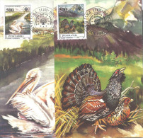 YUGOSLAVIA - JUGOSLAVIA - BIRDS - PELICANE - PEACOCK - MAX.CARD - 1992 - Pelicans