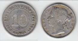 **** STRAITS SETTLEMENTS - BRITISH COLONY - 10 CENTS 1882 H VICTORIA - SILVER **** EN ACHAT IMMEDIAT !!! - Colonie